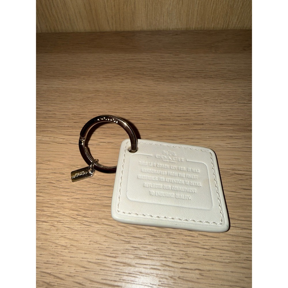 Coach White Leather Square Key Fob Creed Bag Charm